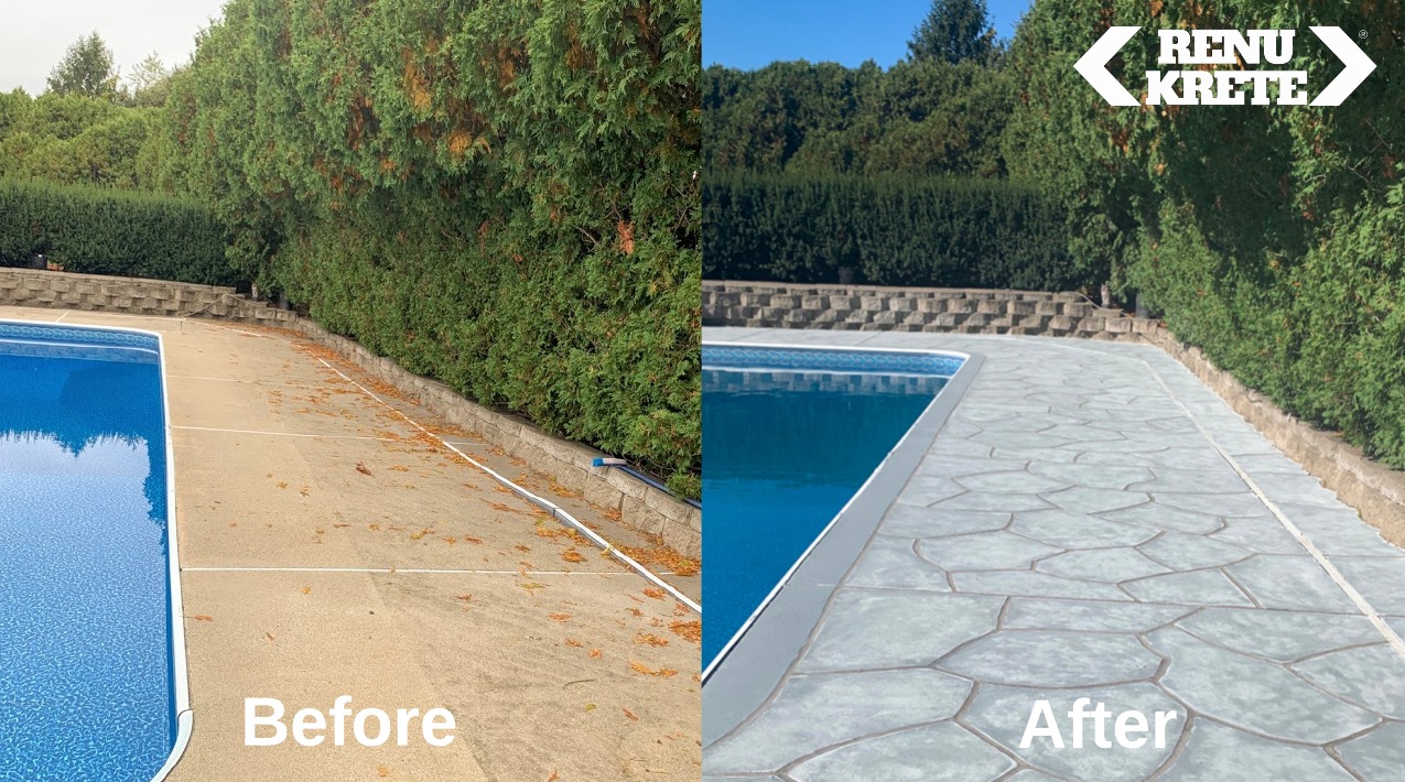 RenuKrete Granite Boulder before-and-after concrete resurfacing project in Glen Rock, NJ showcasing raw natural texture and a timeless aesthetic