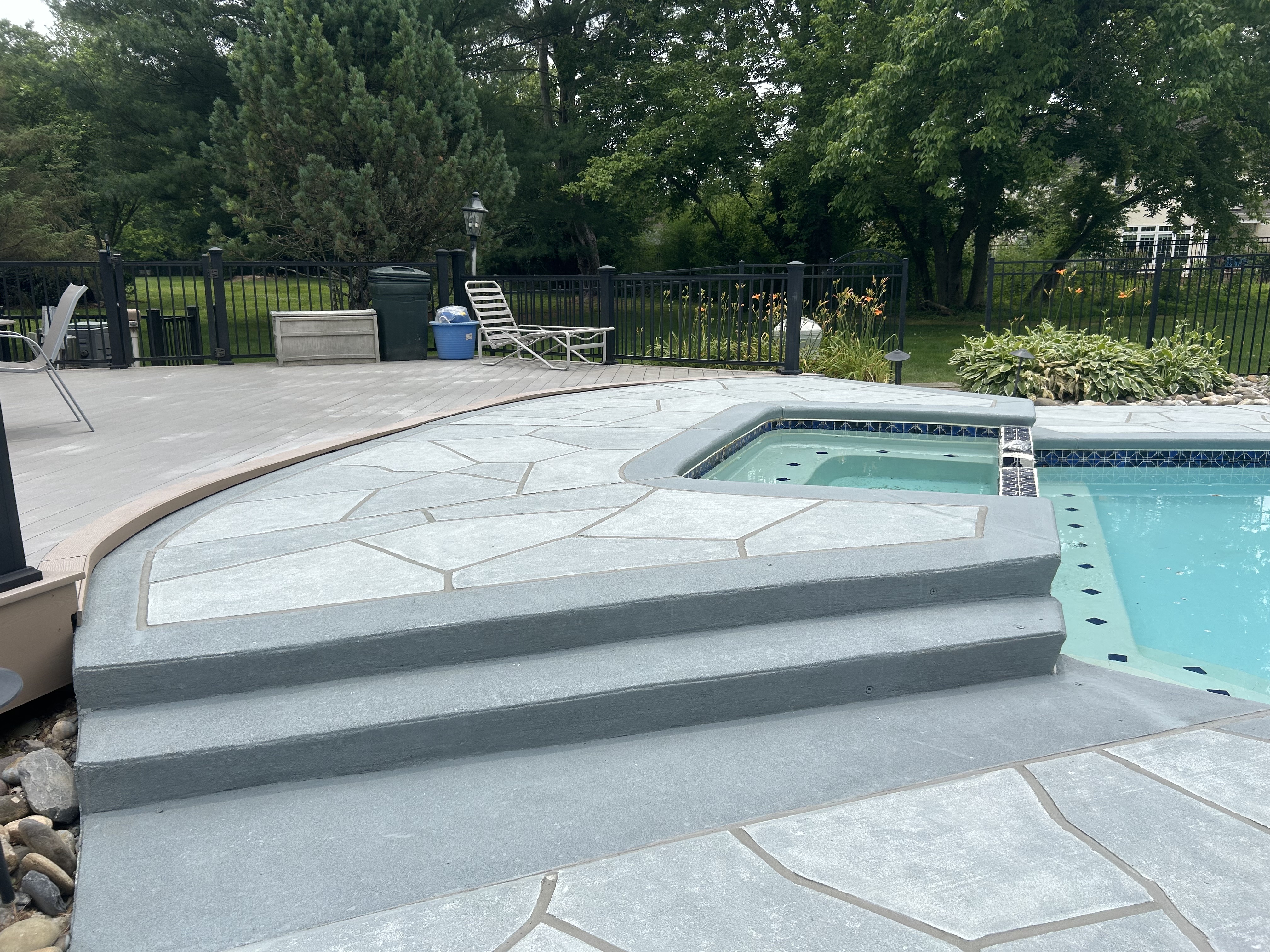 Granite Boulder concrete pool deck repair featuring rugged stone-like texture in Stamford, CT