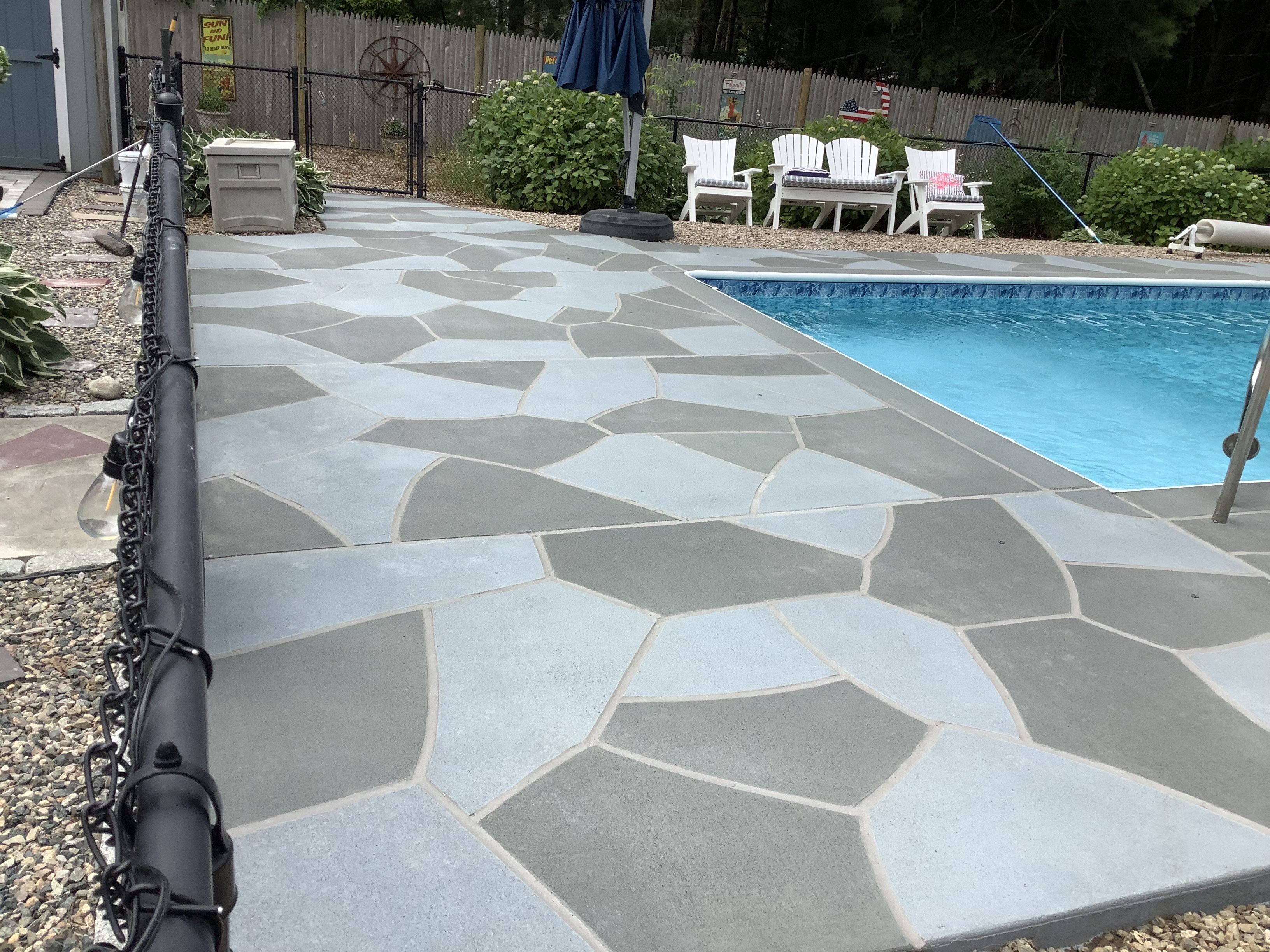 Granite Slate pool deck concrete repair and resurfacing project in Hartford, CT.