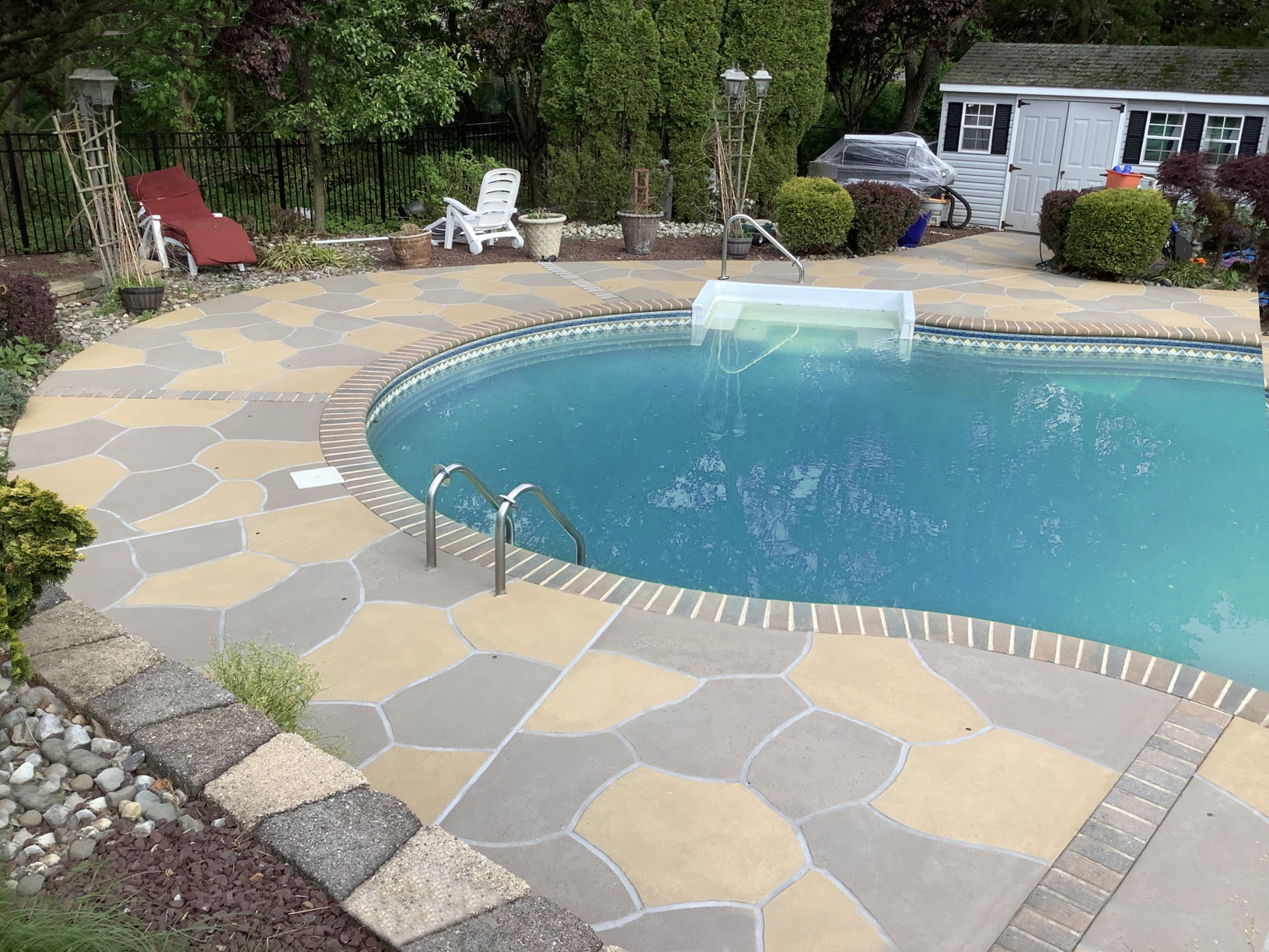 Hurricane Slate concrete pool deck repair featuring modern slate-like aesthetic in Annapolis, MD